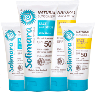 Solimara Natural SPF50 Mineral Zinc Sunscreen. Best sunscreen for face and body. Best for babies. Buy online. NZ